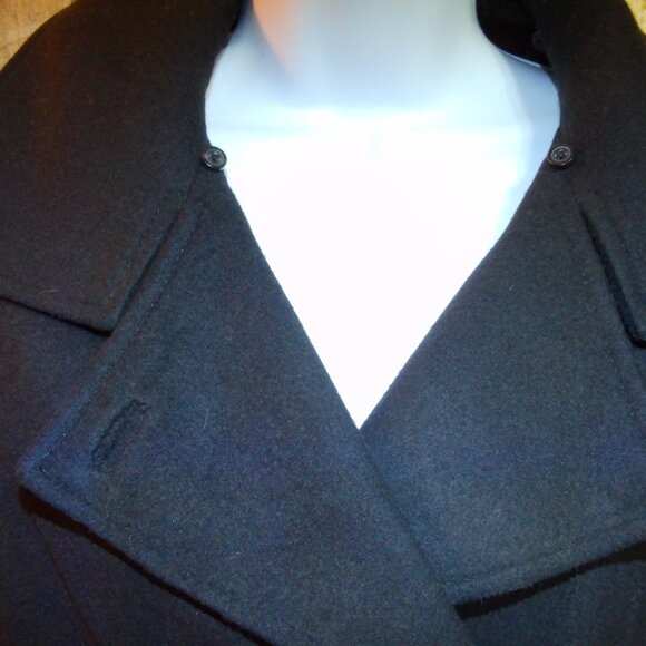Tahari Black Gray Plaid Pea Coat Wool Blended, Size M - Picture 5 of 7